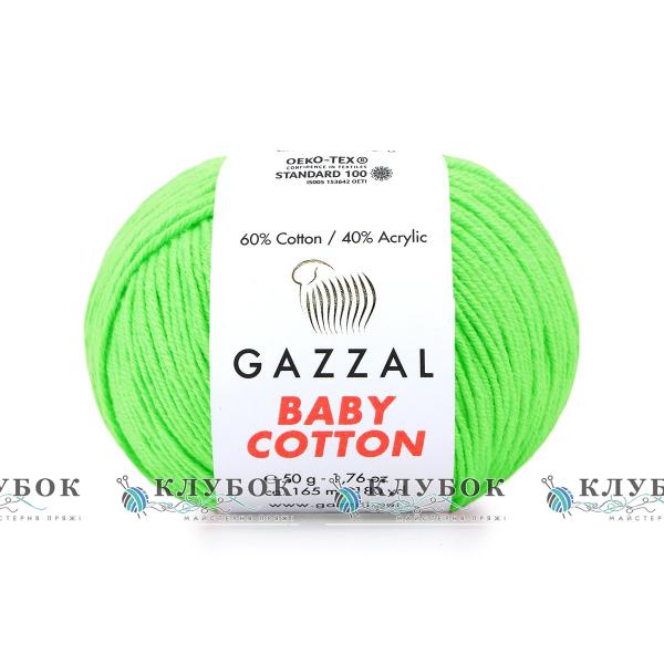 Пряжа Gazzal "Baby Cotton \ Бебі Коттон" Туреччина №3427(салатовий)