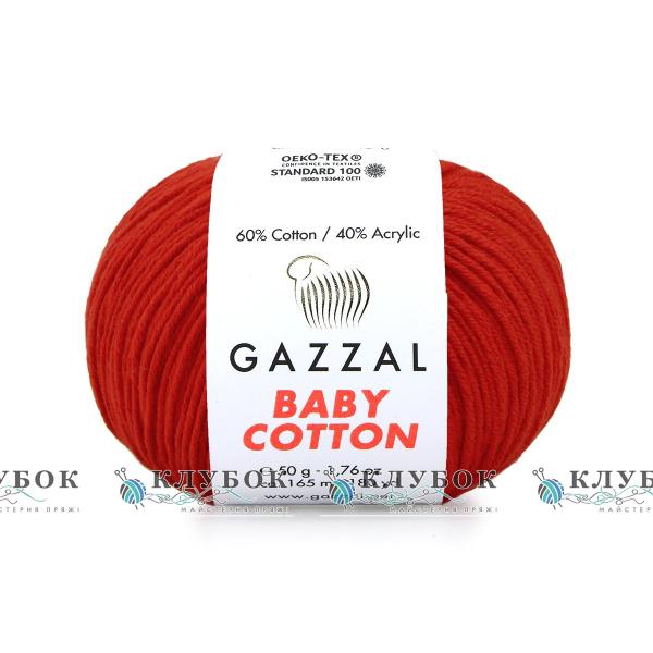 Пряжа Gazzal "Baby Cotton \ Бебі Коттон" Туреччина №3443(червоний)