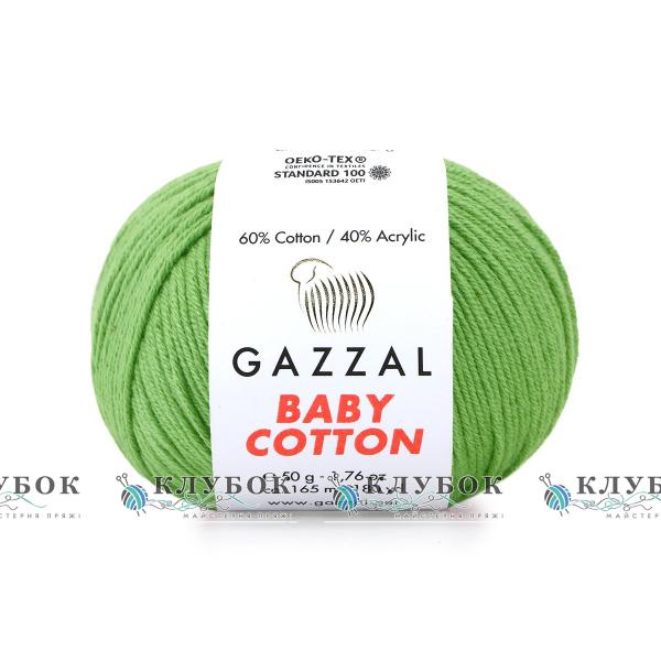 Пряжа Gazzal "Baby Cotton \ Бебі Коттон" Туреччина №3448(зелений)