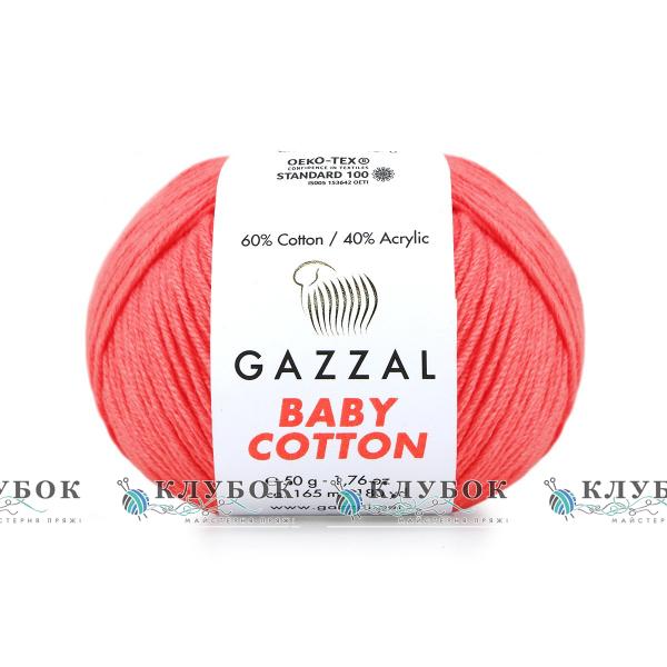 Пряжа Gazzal "Baby Cotton \ Бебі Коттон" Туреччина №3460(корал)