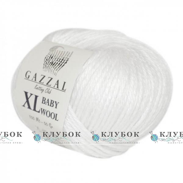 Пряжа полушерсть Gazzal «Baby Wool XL / Беби Вул XL» Турция № 801(белый)