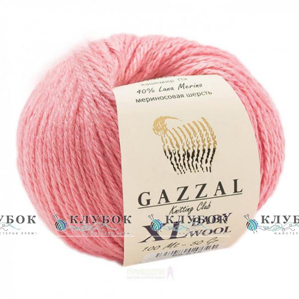 Пряжа полушерсть Gazzal «Baby Wool XL / Беби Вул XL» Турция №828(розовый)