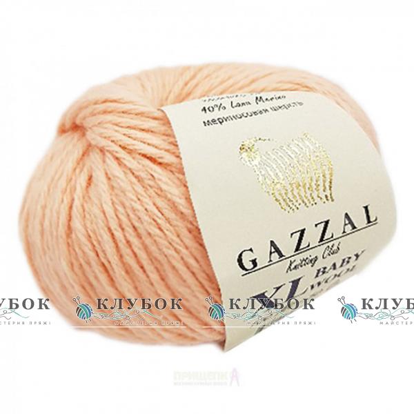 Пряжа полушерсть Gazzal «Baby Wool XL / Беби Вул XL» Турция №834(персик)