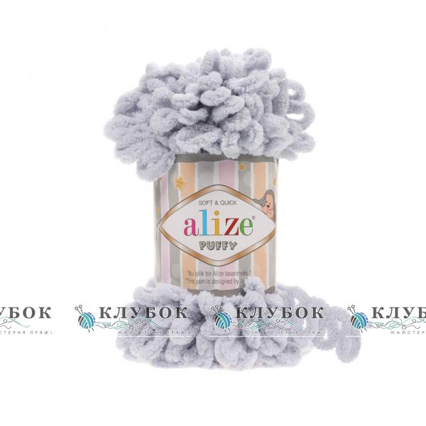 Плюшева пряжа Alize «Puffy / Пуффі»  №416(світло сірий)ціна за 6шт