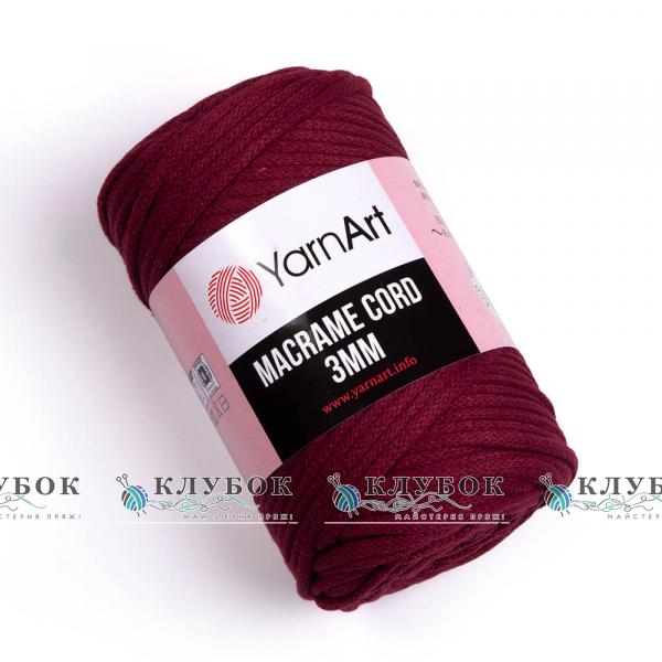 Трикотажна пряжа YarnArt _MACRAME CORD - Макраме Корд 3мм   №781(бордо)