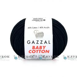 Пряжа Gazzal "Baby Cotton \ Бебі Коттон" Туреччина №3433(чорний)