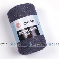 Трикотажна пряжа YarnArt "Macrame Cotton Lurex / Макраме Коттон Люрекс" Туреччина №731(джинс з золотом)