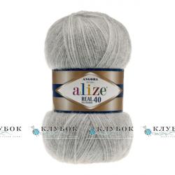 Пряжа Alize "Angora Real 40 / Ангора Реал 40" Туреччина №614(світло сірий меланж)
