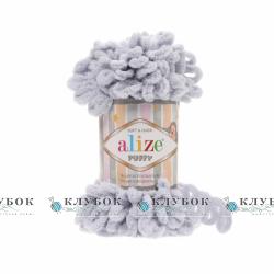 Плюшева пряжа Alize «Puffy / Пуффі»  №416(світло сірий)