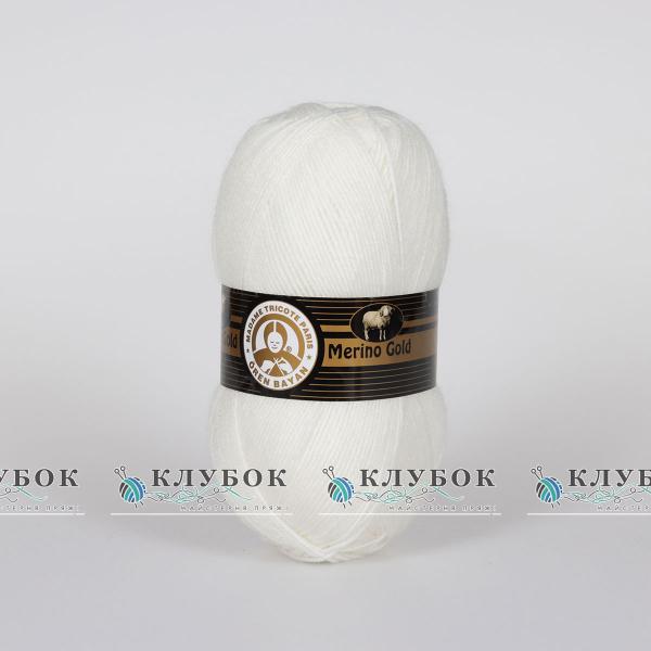 Пряжа напіввовна Madame Tricote "Merino Gold / Меріно Голд" Туреччина №100(білий)