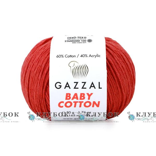 Пряжа Gazzal «Baby Cotton \ Беби Коттон » Турция №3418(красный коралл)