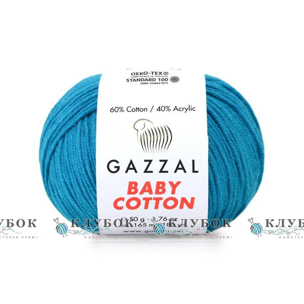 Пряжа Gazzal «Baby Cotton \ Беби Коттон » Турция №3428(темная бирюза)