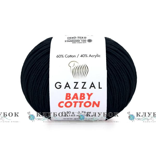 Пряжа Gazzal «Baby Cotton \ Беби Коттон » Турция №3433(черный)