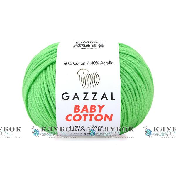 Пряжа Gazzal «Baby Cotton \ Беби Коттон » Турция №3466(светло зеленый)