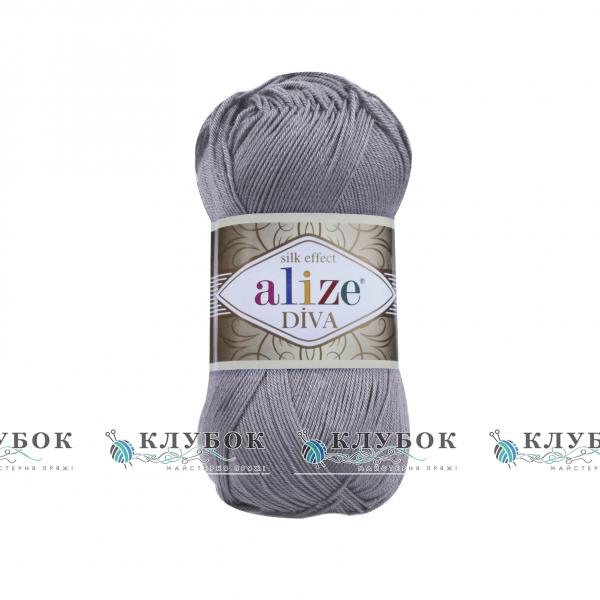 Пряжа Alize «Diva / Дива»   №348(темно сірий)