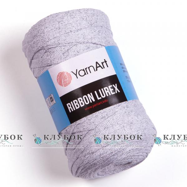 Трикотажная пряжа YarnArt «Ribbon / Рибон»  №720(белый с люрексом)
