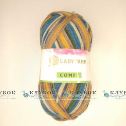 Пряжа «LADY YARN Comfy / Леди ярн Comfy» №03(сине-зелено-желтый)