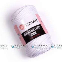 Трикотажна пряжа YarnArt _MACRAME CORD - Макраме Корд 3мм   №751(білий)