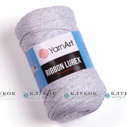 Трикотажна пряжа YarnArt "Ribbon / Рібон"  №720(білий  з люрексом)